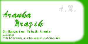 aranka mrazik business card